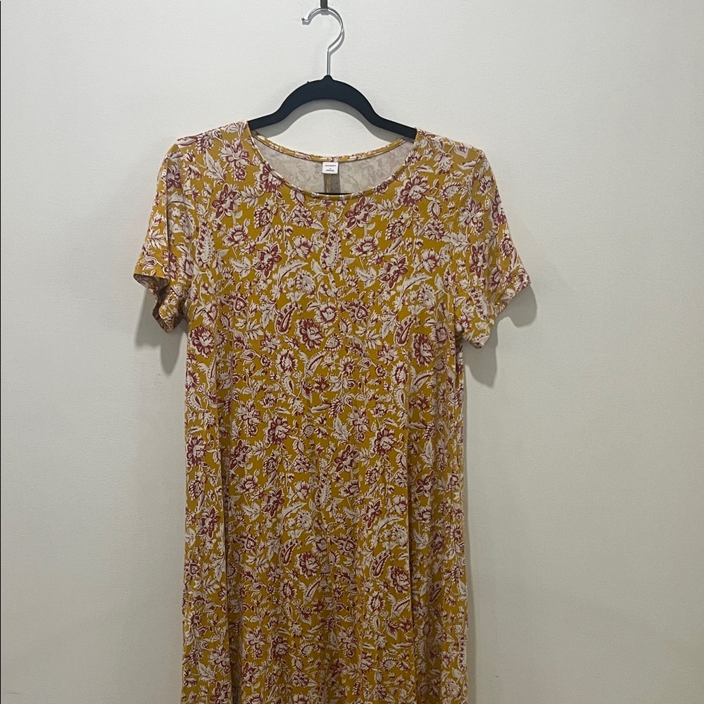 Old Navy Yellow and Pink Floral Midi Dress